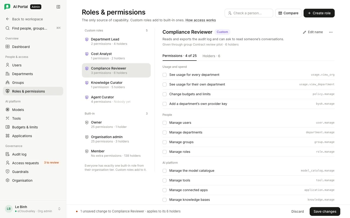 Màn Roles & permissions